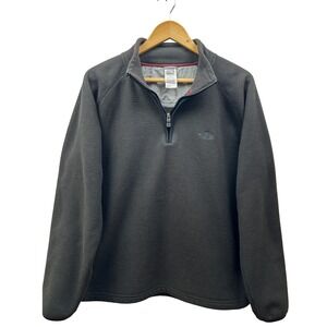 The‎ North Face Mens Large Fleece Pullover Blk Grid 1/4 Zip Outdoor Hiking Layer